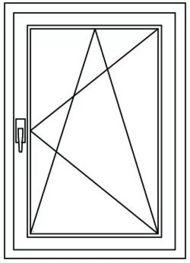 plastové okno 129x135cm, bílé, otevíravé a sklopné, pravé - technický nákres