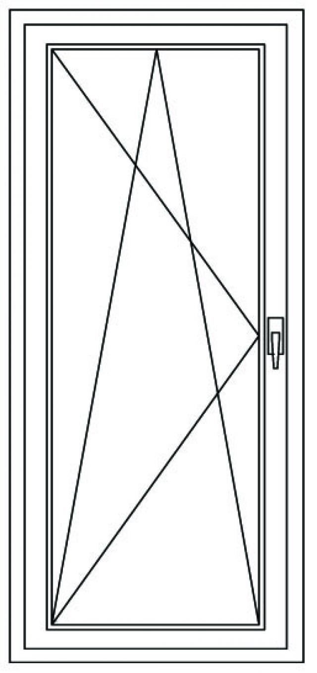 Balkonové dveře 100x230cm, antracit , otevíravé a sklopné, levé - technický nákres